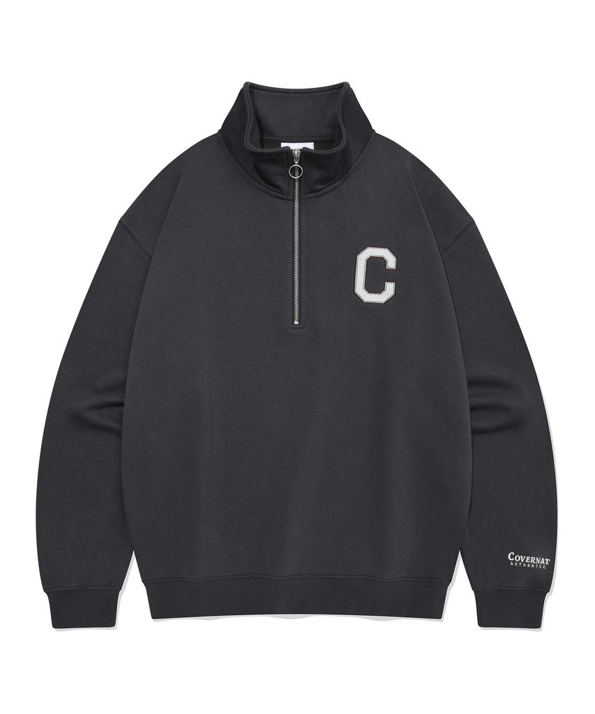 COVERNAT C Logo Half Zip Sweatshirt Charcoal