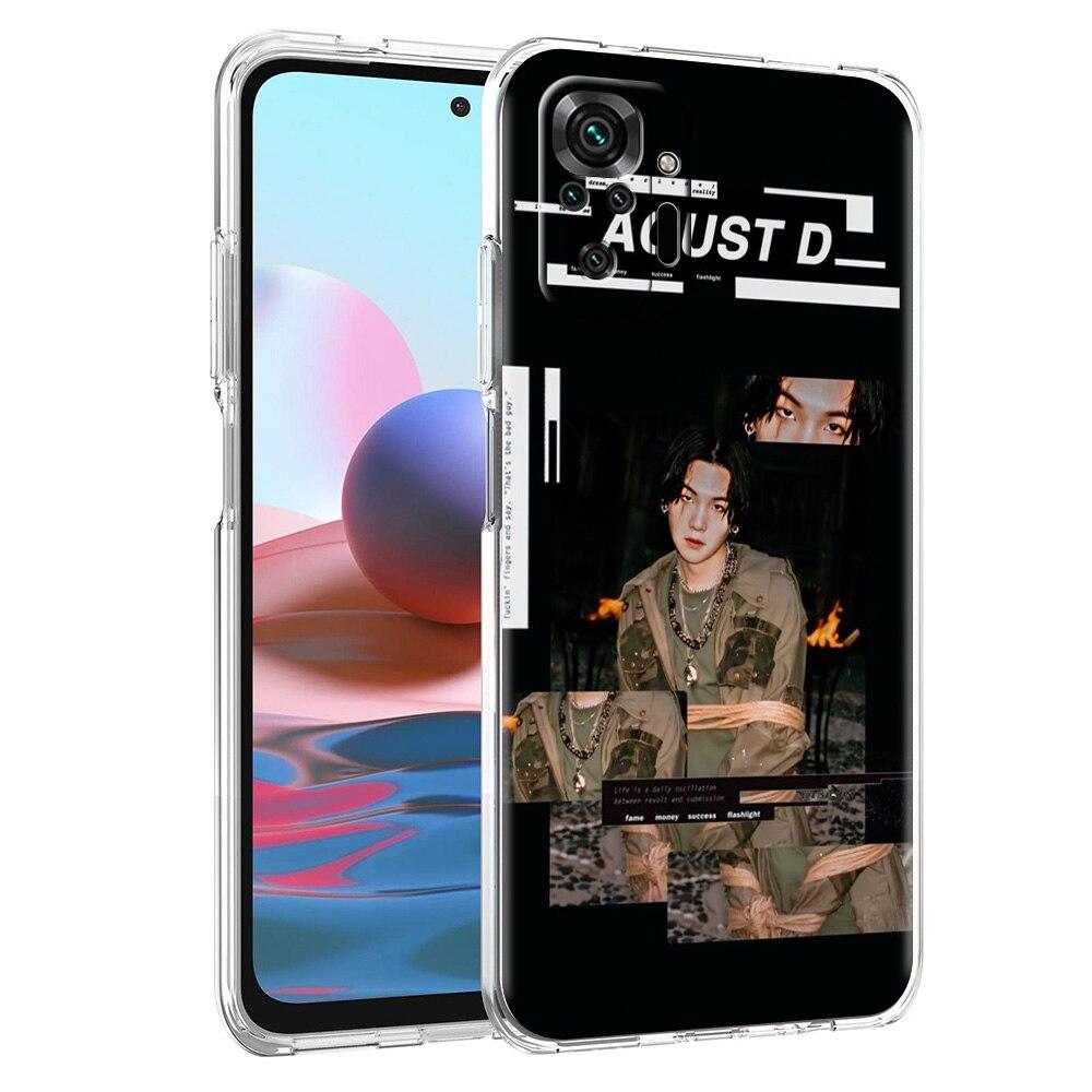 Phone Case For Xiaomi Poco X3 NFC M3 F3 Redmi Note 9S 9 8 10 Pro 7 8T 9C 9A 8A K40 Soft Silicone Clear Cover Coque Agust D Suga