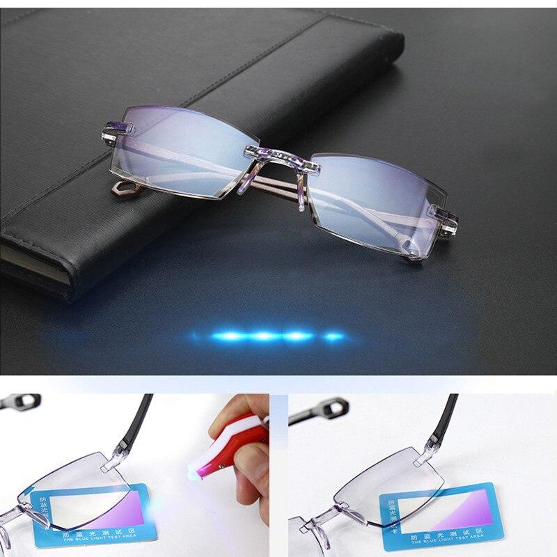 2 Pair New   Women Rimless Reading Glasses Anti Blue Light Bifocal Far Near Magnification Eyewear Presbyopic Glasses +10.5 +2