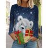 Christmas Animal Women's Long Sleeve 3D Pattern T Shirt  New Autumn Fashion Santa Claus Women's Top Harajuku  Pullover Clothing