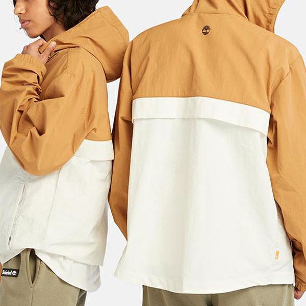 Timberland Color Block Casual Water-Resistant Hooded Jacket Unisex Jacket Vintage-White Wheat A6PYW-DN8