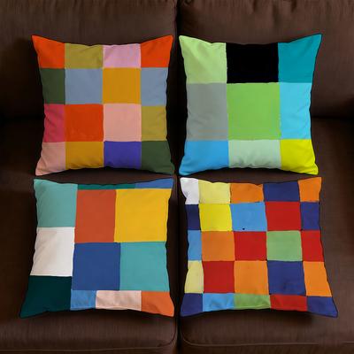 Cushion Cover Soft Case For Sofa Colorful Living Room Home Comfortable Office Decor Plaid Protective Pillow Covers