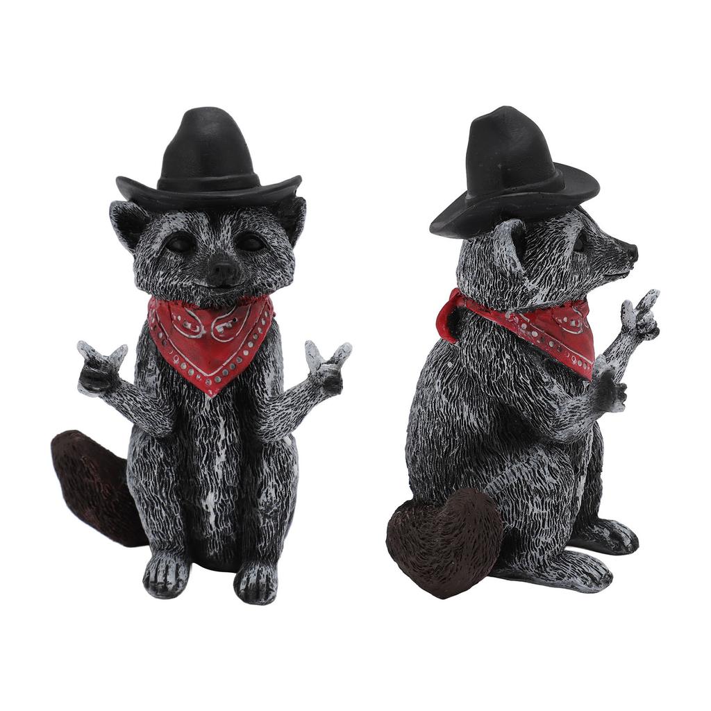 Raccoon Figurine Funny Lifelike Decorative Resin Wild Animal Statue Ornament for Desk Bookshelf