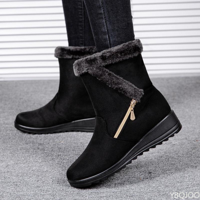 

Новые Теплые Женские Зимние Ботинки Устойчивые к Холоду Боковая Цепочка Низкий Каблук Повседневная Женская Обувь Осень Зима Простая Удобная Обувь 41