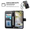 Leather Wallet Flip Case for Motorola Moto G05 G15 Power G75 G85 G56 G86 G57 G67 G77 5G Phone Cover with Wristlet Strap