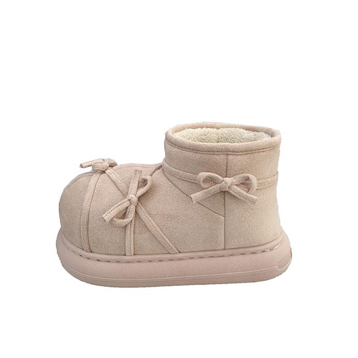 Bow Thick-soled Snow Boots for Women's 2025 Winter New Sheepskin Fur Integrated Non-slip Velvet Thickened Warm Short Boots