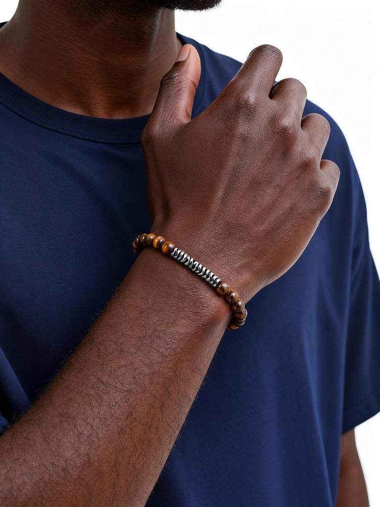 Simple Natural Stone Beads Bracelets for Men 4mm Natural Turquoises Tiger Eye Stone Elastic Bracelet Fashion Meditation Jewelry
