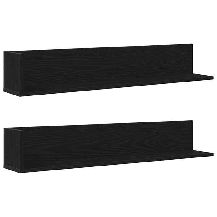 VidaXL Étagères murales 2 pcs noir 100x16,5x16,5 cm bois d'ingénierie, étagère flottante, étagère suspendue, étagère murale 860041