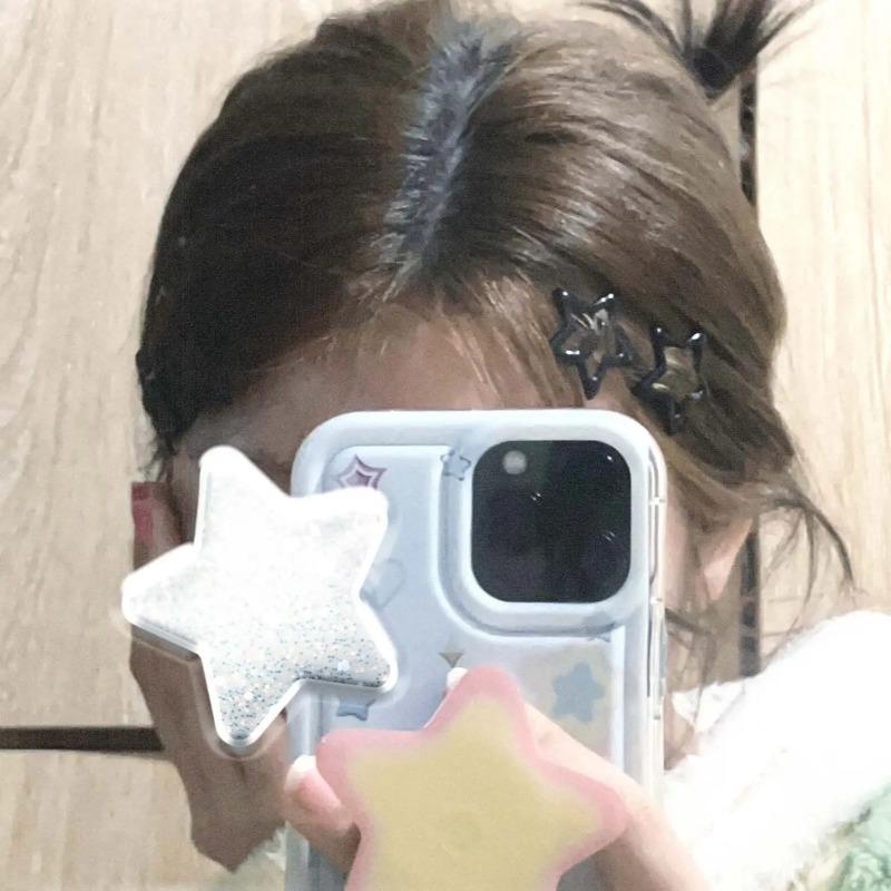 10pcs Girls Black and Grey Star Bobby Pin Hairpin Cool Charm Metal BB Hair Clips For Woman Pentagram Harajuku Headwear Accessories