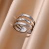 Anello aperto a forma di cuore in acciaio inossidabile color oro per donna, non scolorisce, alla moda, squisito, estetico, gioiello romantico per coppia