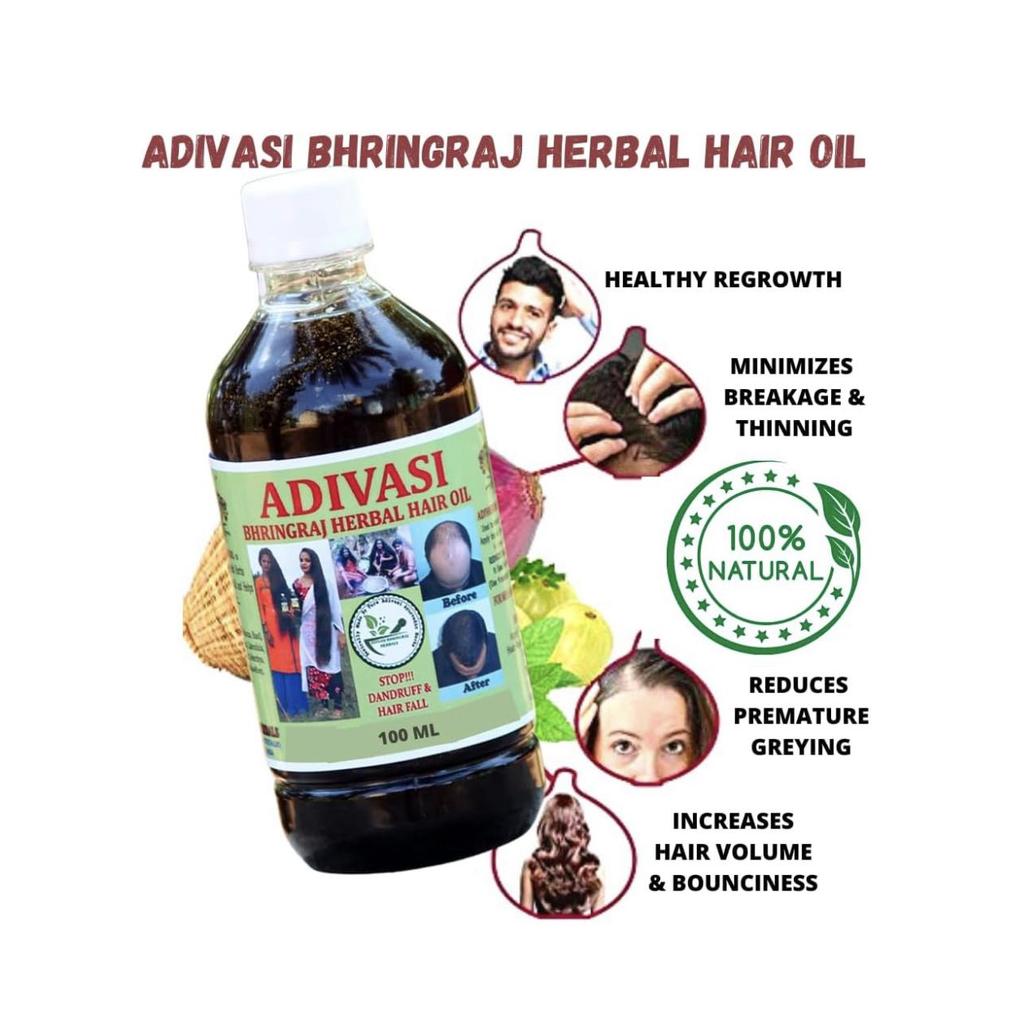 Ayurvedisches Adivasi Bhringraj Kräuterhaaröl aus reinen Adivasi-Naturkräutern – 100 ml