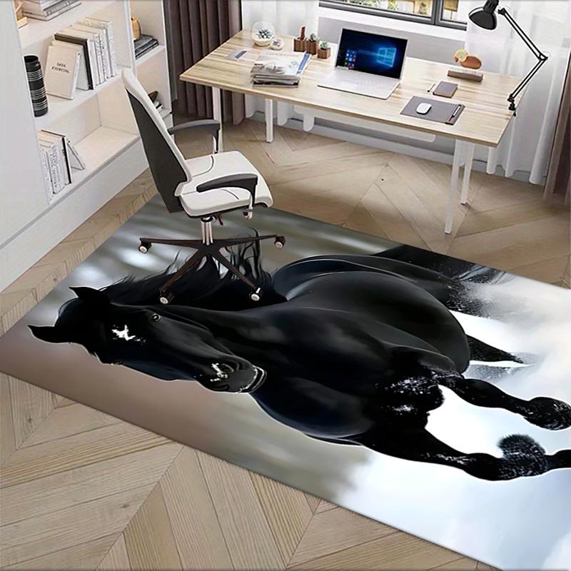 Black Horse Chair Mat: Office Carpet for Home Decor, Sofa Rug, Gift for Any Room Perfect for Bedrooms and Living Rooms