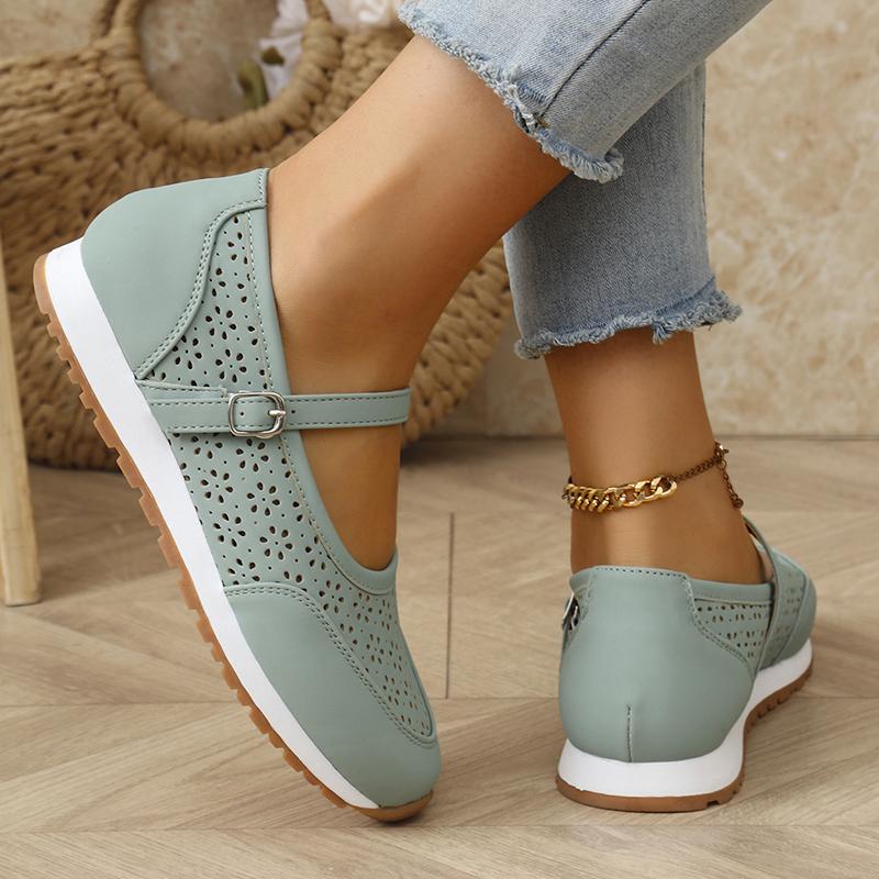 Fashion Women Shoes White Hollow Out Platform Sneakers 2025 Plus Size 36-43 Breathable Sports Shoes Woman Comfort Non Slip Walking Flats