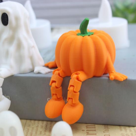 

Halloween Reading Pumpkin Night Light Plastic Ghost Collectible Figure for Halloween помаранчевий