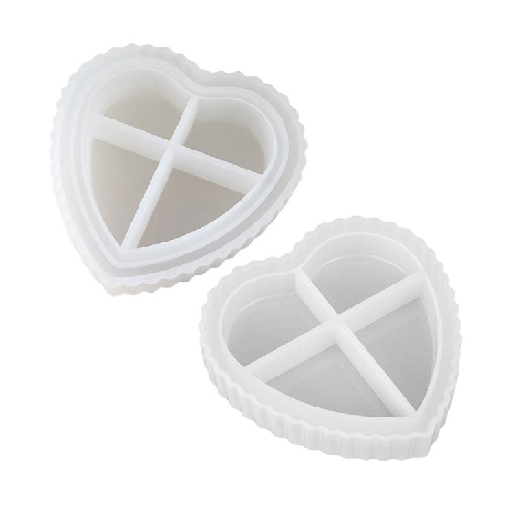 Heart Shape Storage Box Mold Epoxy Resin Silicone Mold DIY Ornament Tool 1