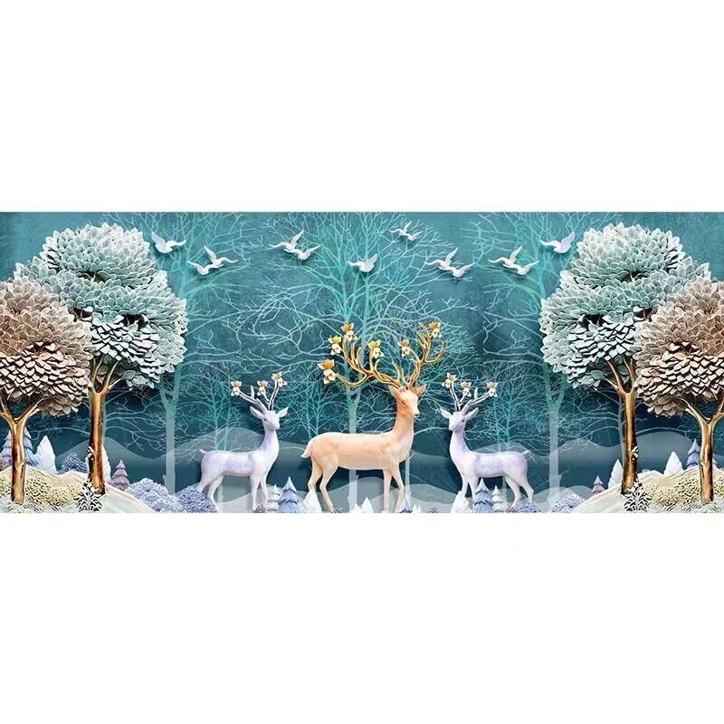 Diamond Painting 5d Large Landscape, Rich Deer Mosaic Art Entrance, Living Room, Crystal Decoration