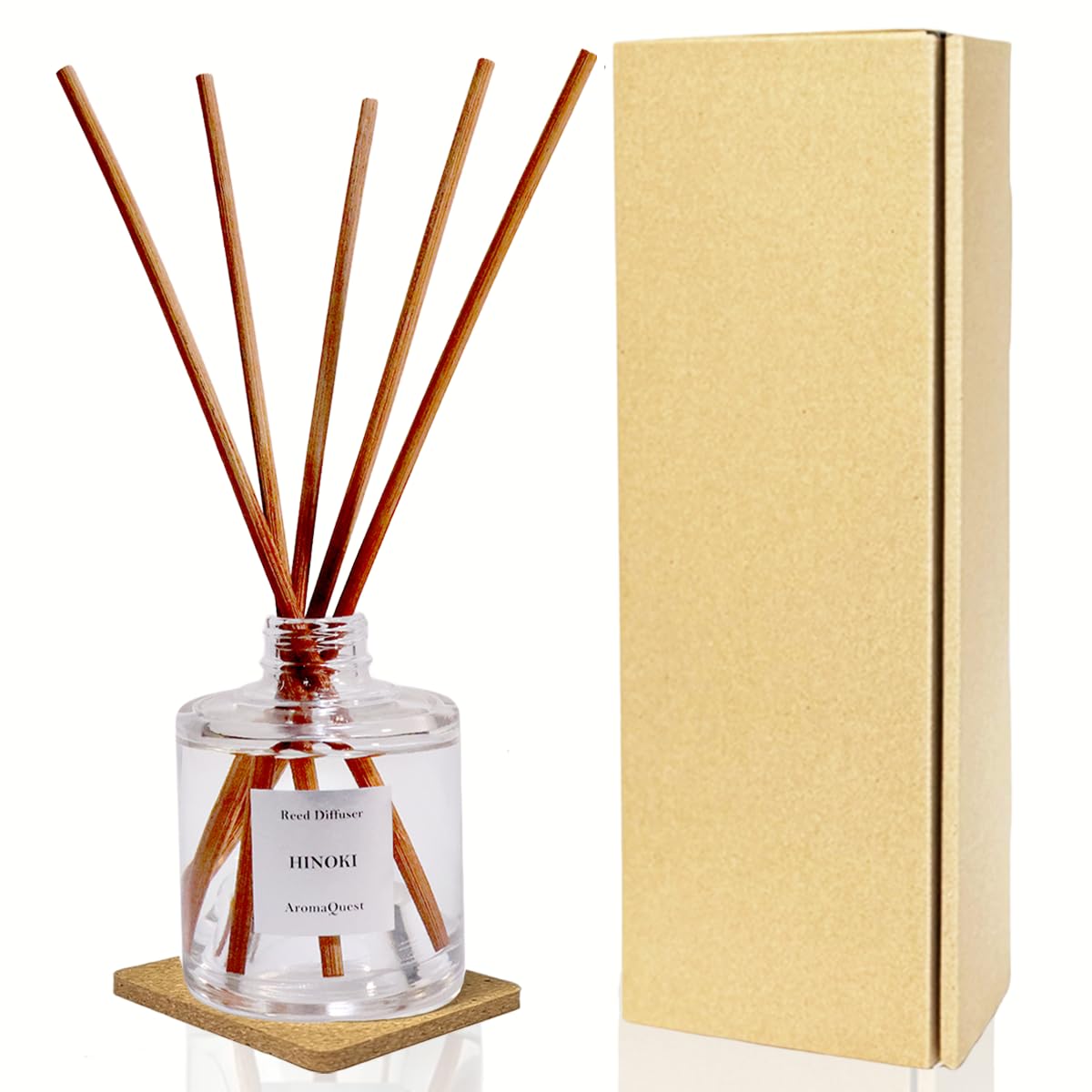 

AromaQuest Reed Diffuser, Hinoki (Japanese Cypress) Scent, Aroma Diffuser, Room Fragrance, Made in Japan (Silver)