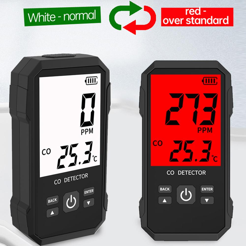 Handheld Carbon Monoxide Detector Portable Carbonic Oxide Concentration Testing Meter with Temperature Test and Sound