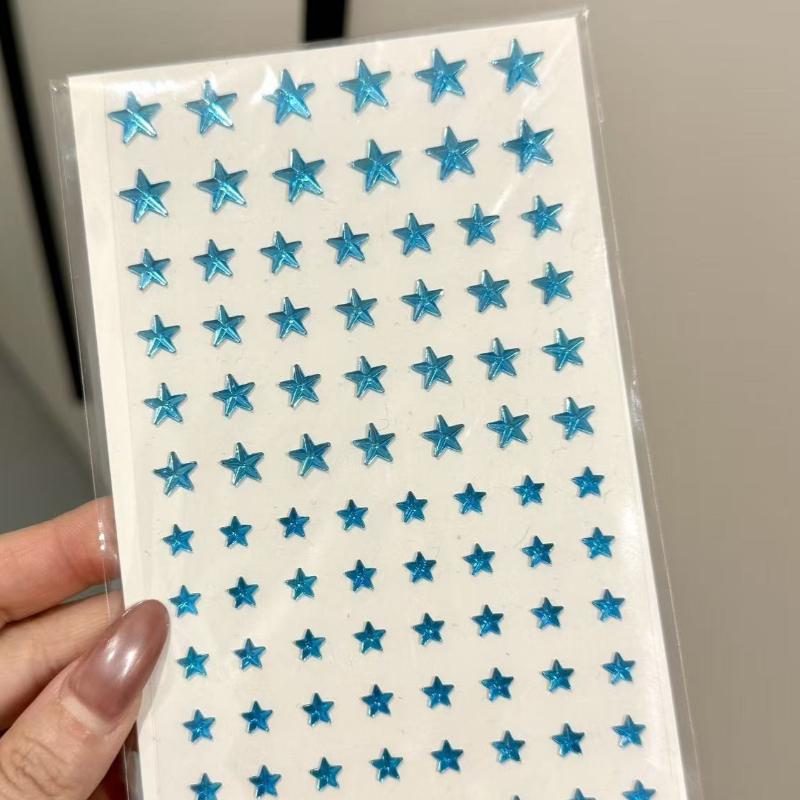 

Colorful 3D Face Rhinestone Stickers Silver Star Shape Decal for Cheer Makeup Decorative Scrapbook Face decoration stickers