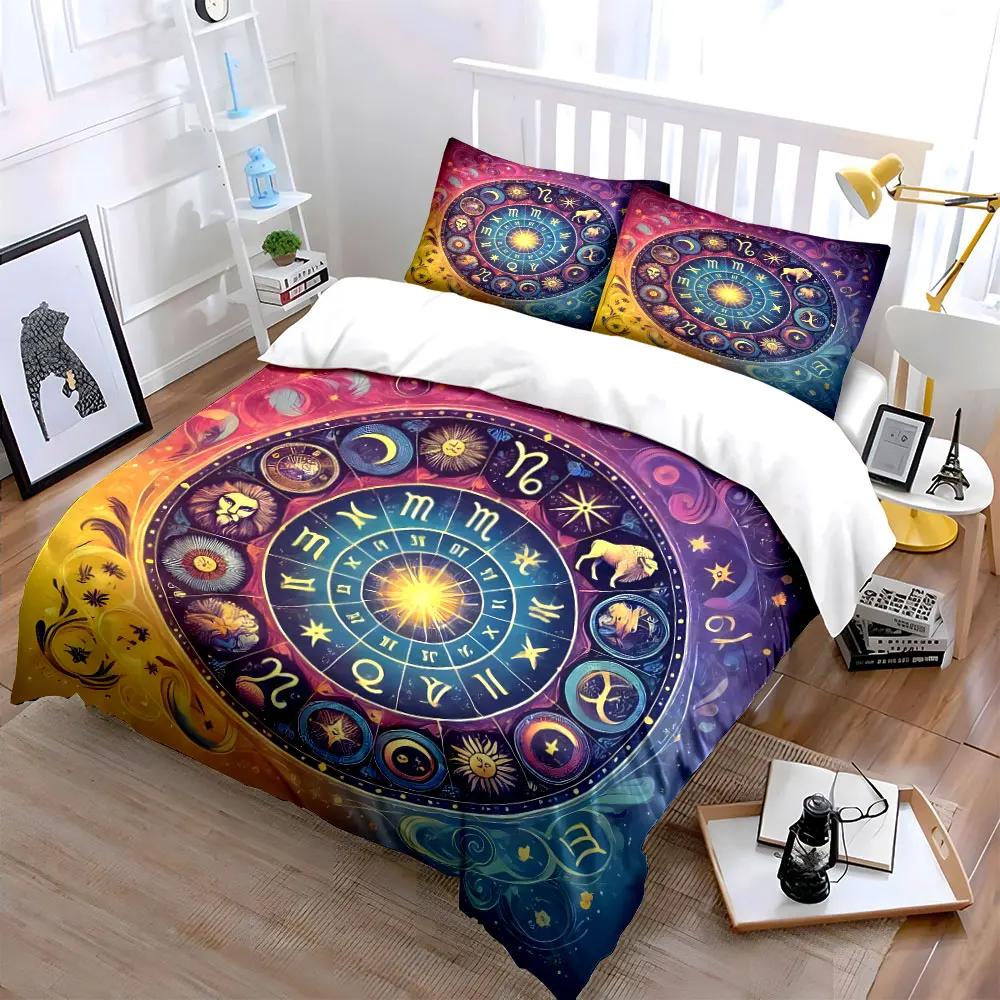 Zodiac-Themed Home Decor Set Soft Comfortable Duvet Cover Bedding Set Included 1*Duvet Cover & 2*Pillowcases gift