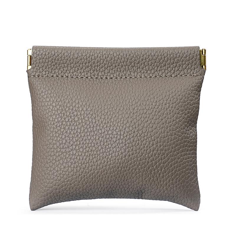 Luxurious Black Litchi Leather Snap-Closure Jewelry & Lipstick Pouch