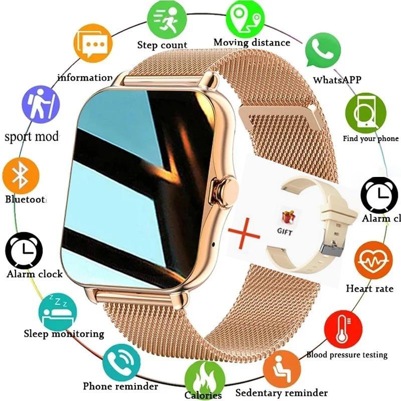 Kadın Akıllı Saat Erkekler 1.8" Renkli Ekran Tam Dokunmatik Fitness Takipçisi Erkekler Çağrı Akıllı Saat Bayanlar Android IOS İçin