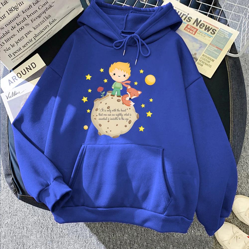 

Толстовки з капюшоном «Маленький принц і лисиця» Жіночі повсякденні світшоти Толстовка з капюшоном у стилі Kawaii з мультфільмами Милий одяг для дівчаток Топи з капюшоном із зображеннями XS