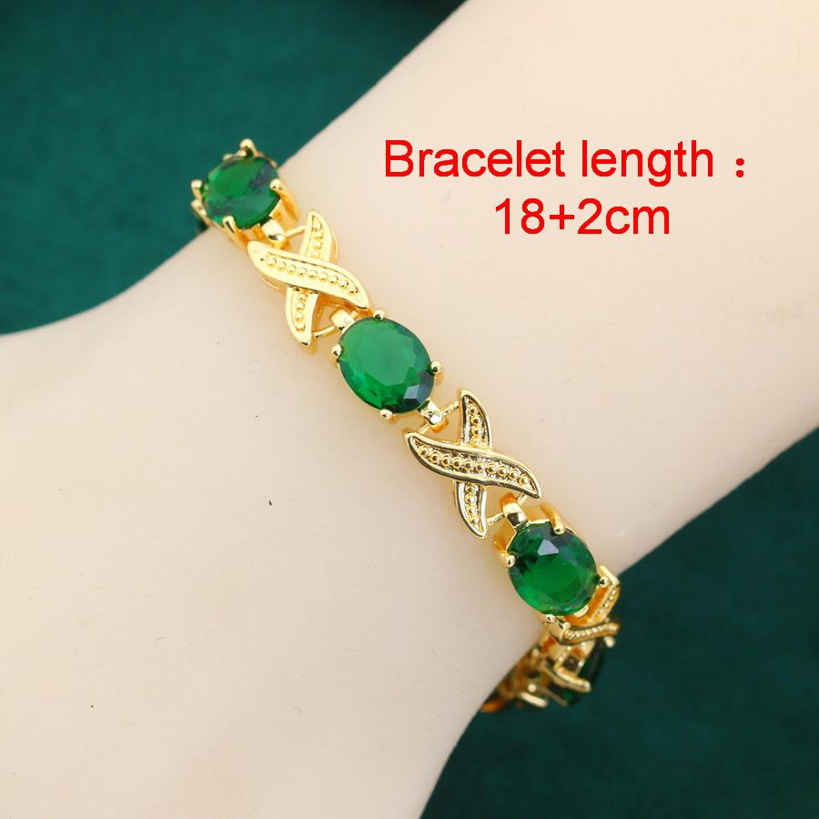 Luxus Mehr Stil Grüner Zirkonia Armreif Vergoldet Hochzeitsschmuck Geschenk Für Frauen