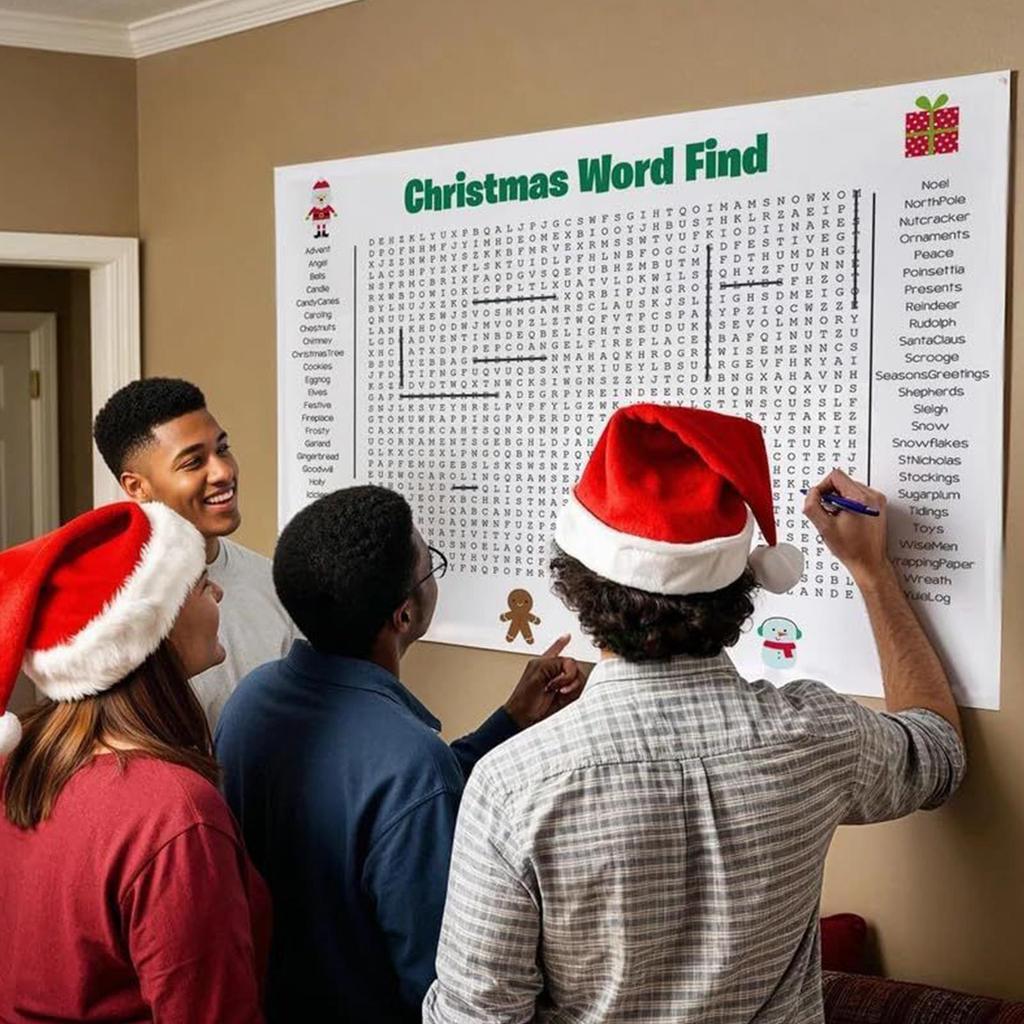 Xmas Wall Game Poster Christmas Word Search Poster Holiday Fun Family Activity Christmas Party Game Giant Word Search Poster