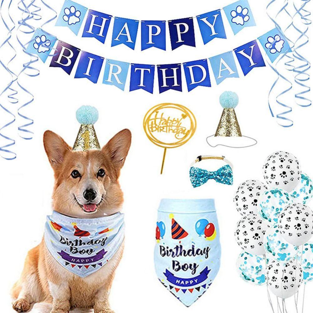 Dog Sequins Hat Cat Birthday Hat Bow Tie Creative Dog Birthday Triangle Scarf  Pet Accessories