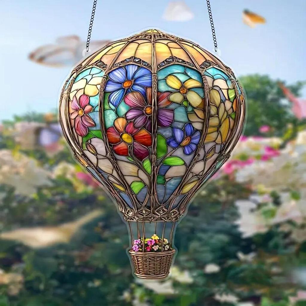 Hot Air Balloon Lantern Decoration Colorful 2d Hot Air Balloon Pendant 2D Acrylic Flat Hot Air Balloon Pendant Love Balloon