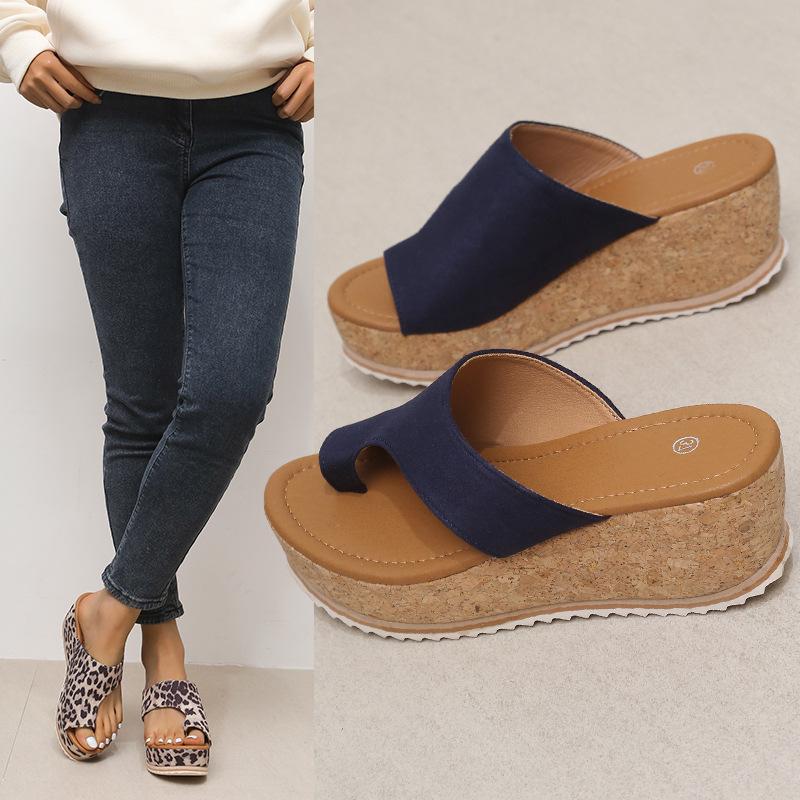 Large size wedge slippers women's 2025 new fashion cover toe comfortable platform foreign trade European and American Roman fish mouth shoes