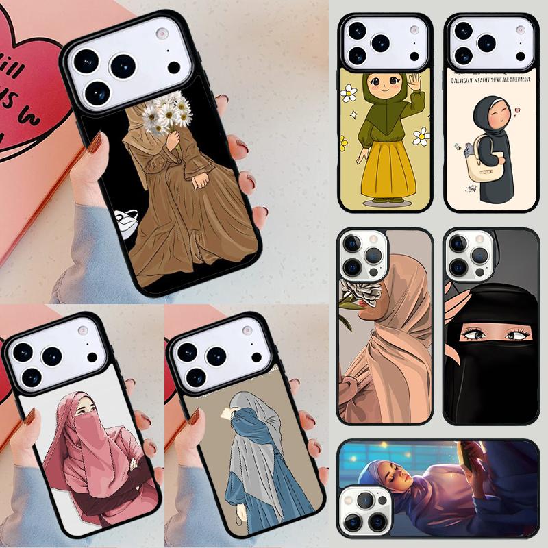 Muslim Arabic Hijab Girl soft Phone Case For iPhone 17 Air 14 15 13 12 Max Cover For Apple 16e 11 Pro Max Plus Coque