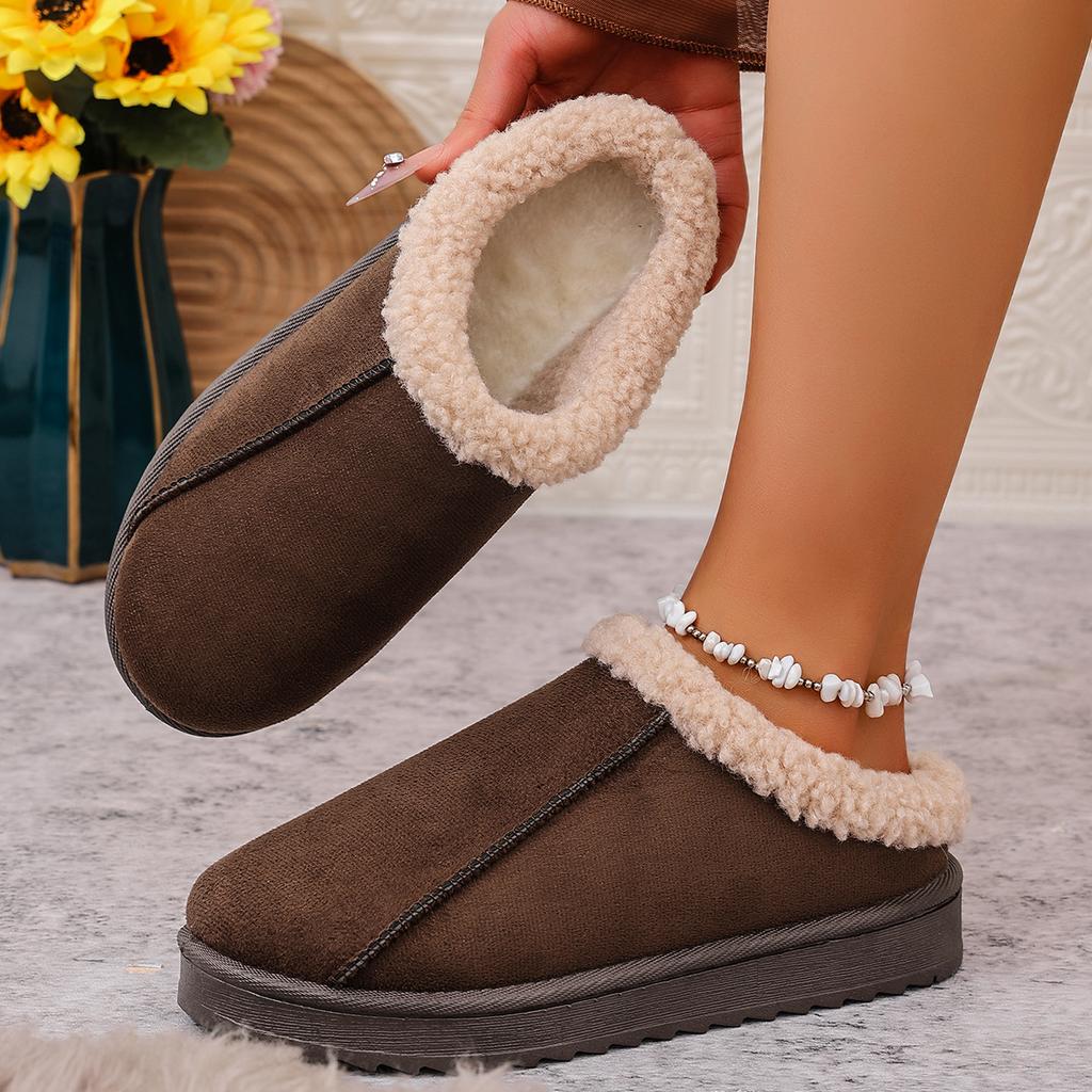Women Fluffy Slippers for Autumn and Winter Indoor EVA Thick Sole Anti-Slip and Warm Unisex Slippers Winter Snow Boots