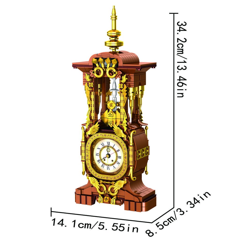 Non-Toxic 879Pcs Vintage Clock Building Blocks Toys Model Vintage Clock Assemble Puzzle Bricks Toy Sets For Kid Desktop Ornament Gifts