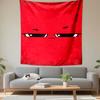 Angry Squinting Eyes Minimalist Red Cartoon Face Wall Tapestry Funny Expression Decor for Dorm Room Bedroom Gift