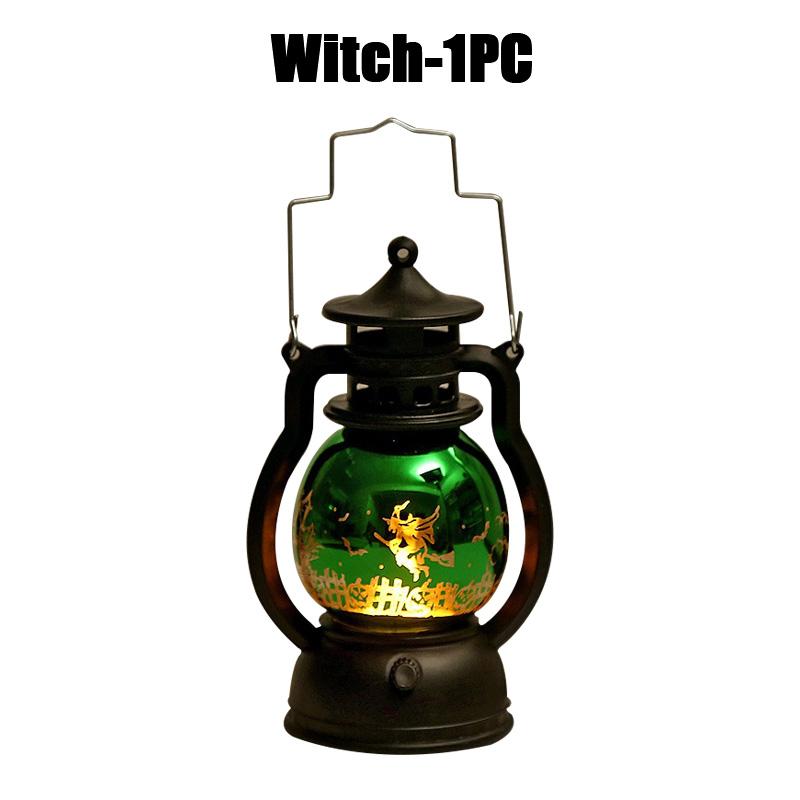 

New Halloween Decoration Retro LED Lamp Halloween Hanging Ornaments Light Creative Pumpkin Witch Small Oil Lamp Lantern