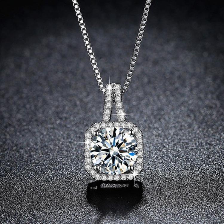 

Ожерелье с квадратной подвеской из циркона в корейском стиле - Женская короткая цепочка для ключицы, Подарок для девушки Square Diamond Pendant [Without Chain]