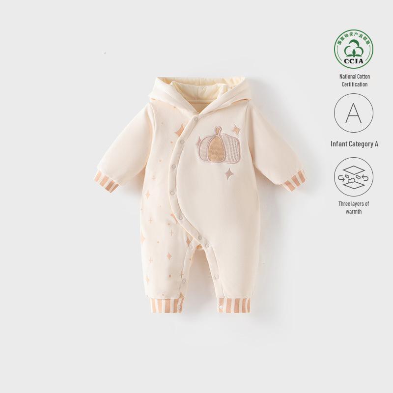 Dicker gesteppter Baumwoll-Kapuzen-Neugeborenen-Body für Jungen & Mädchen