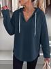 Women's Waffle Knit Long Sleeve V-Neck Solid Hooded Sweatshirt - Autumn/Winter 2026 Collection