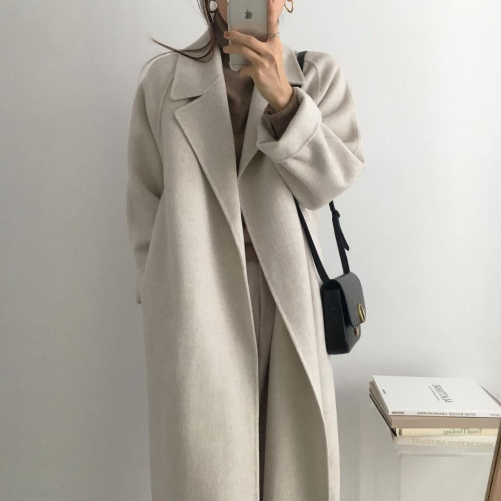 New Women's Double-sided Cashmere Wool Coat, Petite Size Mid-length, Premium Elegant Outerwear for Fall Winter
