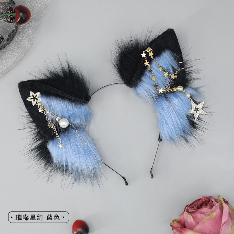 Handmade Cute Plush Animal Ears Cosplay Comic Show Punk Headband Spice Girl Headgear European and American Style Hair Accessories