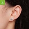 Silver Ziyun Original S925 Angel Wing Earrings with Inlaid Zircon - Unisex Retro Design.