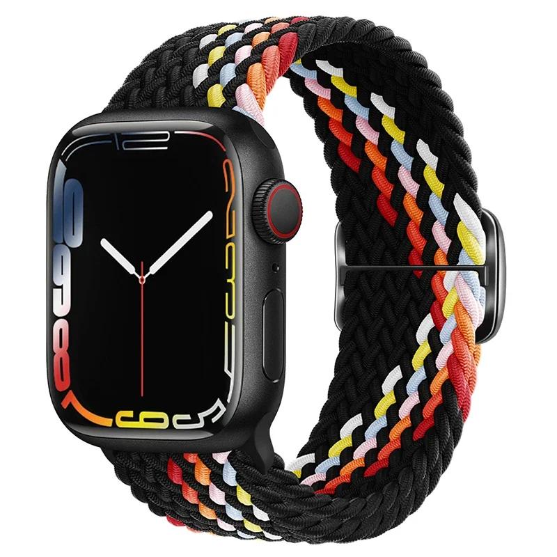 Nylon Strap for Apple Watch Ultra 2 Band 49mm 40mm 44mm 41mm 38 45mm Elastic Braided Loop Bracelet IWatch Series 9 8 7 6 SE 5 4
