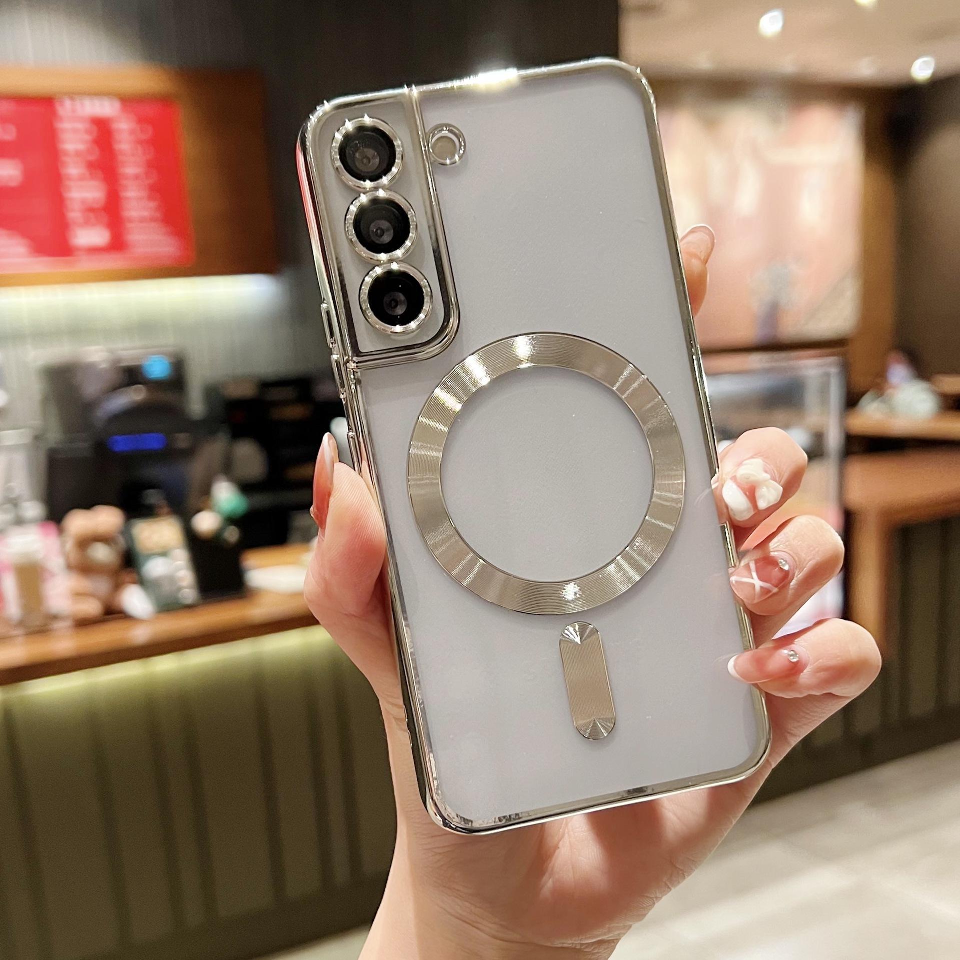

Samsung A17 Electroplated Mobile Phone Case S25ultra Transparent Magnetic S24u Lens Film A56 Full S23U Galaxy A24