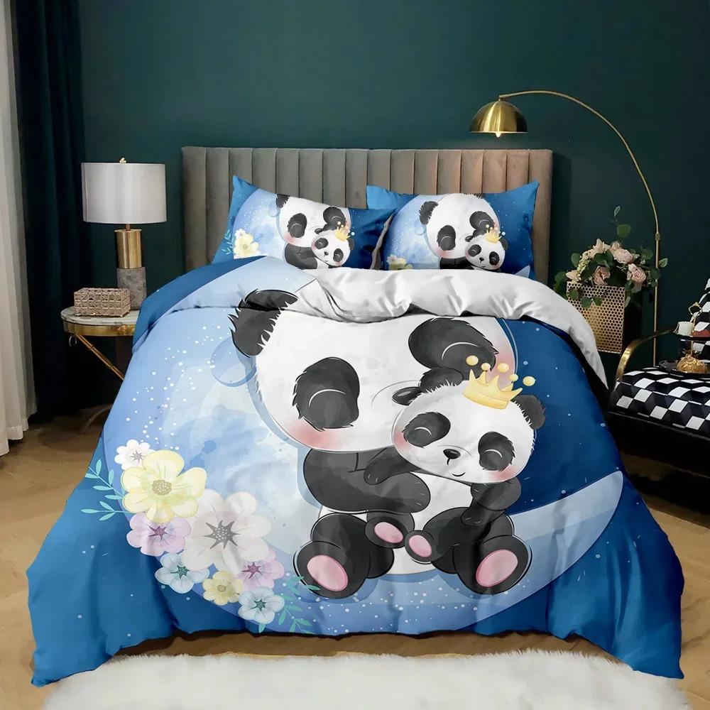Panda Duvet Cover Cute Animal Bedding Collection For Kids Boys Girl Cartoon Giant Panda Polyester Comforter Cover Bear Printed Wildlife