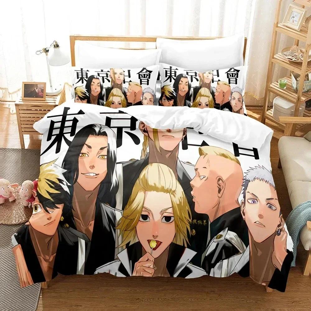 Anime Tokyo Avengers Bedding Set Duvet Cover Sheet Printed Bed Set Pillowcase Bed Full Queen King Size Comforter Bedroom