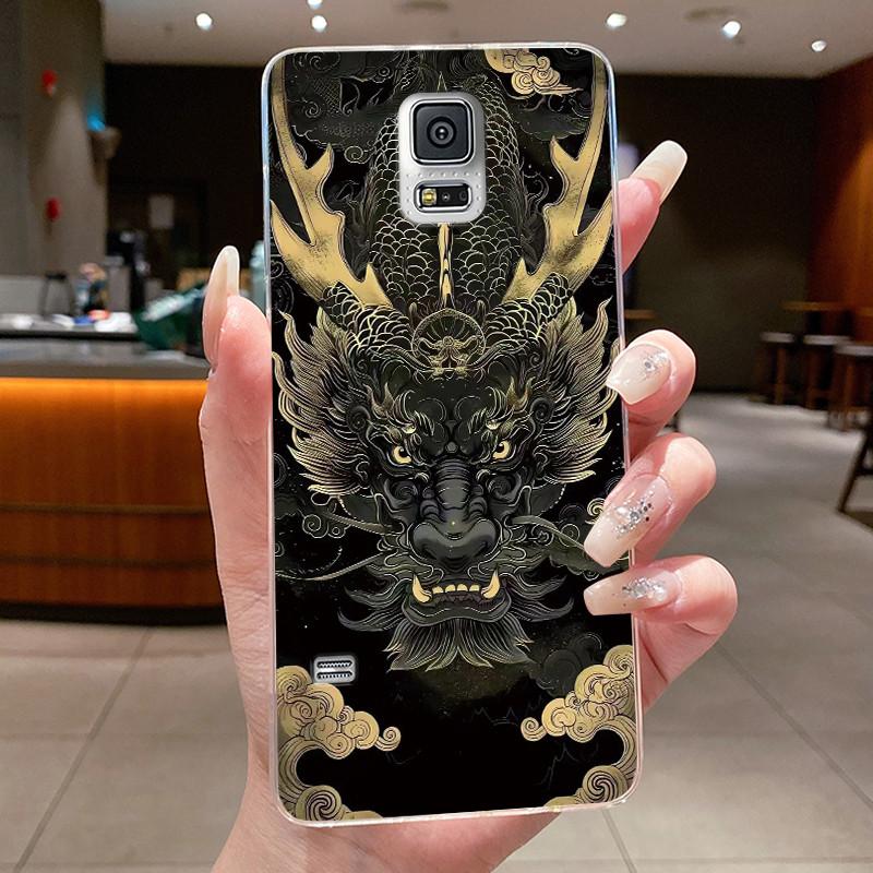 Casing For Samsung Galaxy Note 4 Note 3 Luxury Dragon Cute Cool Boys Girls Soft silicone Phone Case Back Cover Transparent Shell