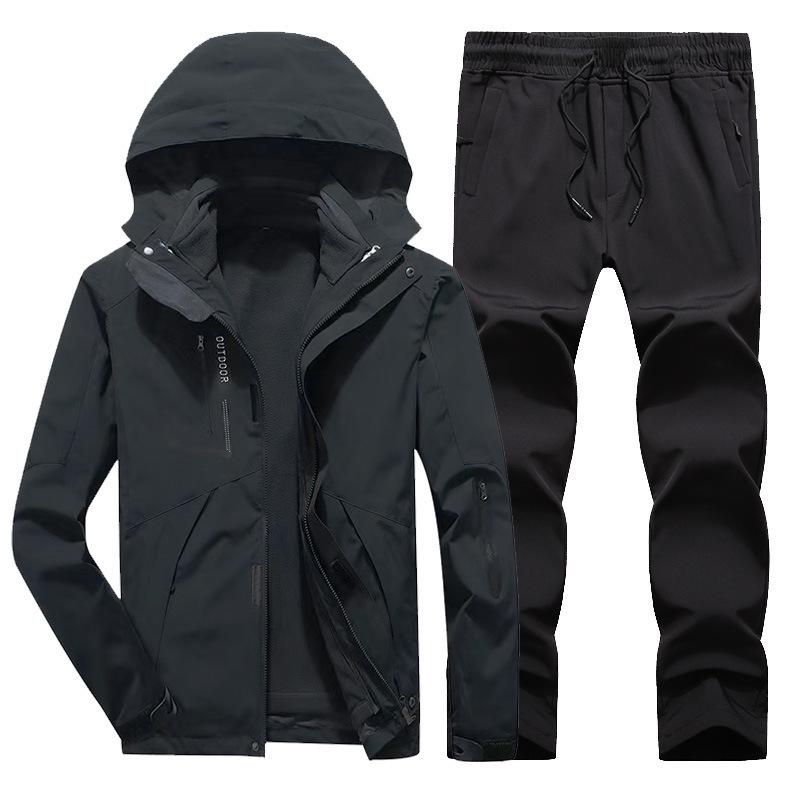 Unisex Cross-Border Hooded Windbreaker Jacket: Three-in-One Velvety Thickening for Autumn/Winter Mountaineering