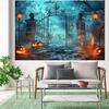 1pc2Dfalt Halloween Background Banner - Ghostly Graveyard Gate, Durable Polyester Fabric, No Electricity Required-sym